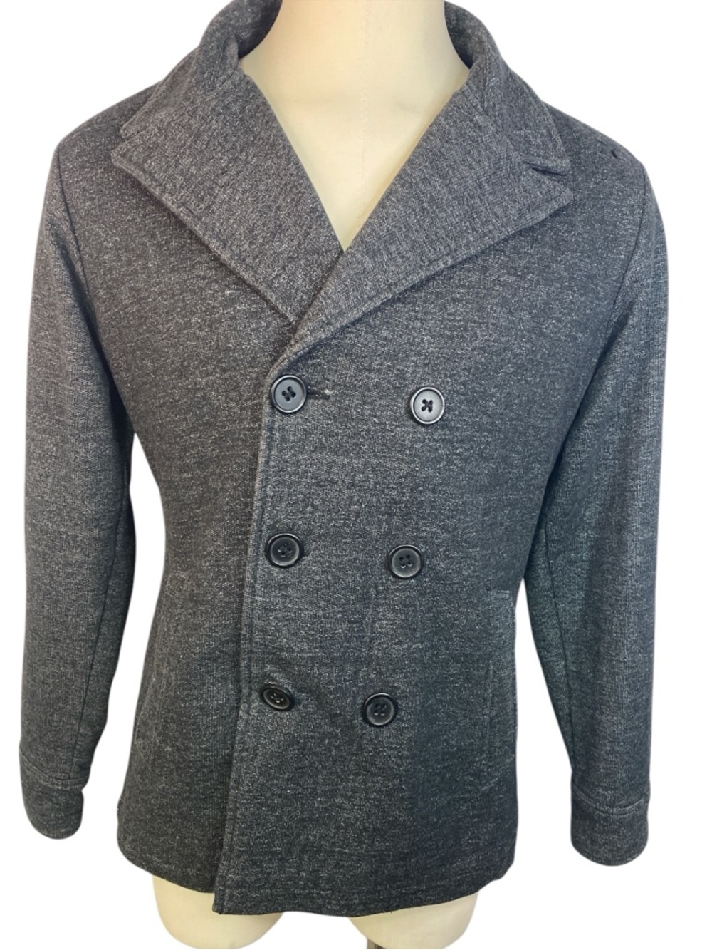 Hurley Charcoal Lined Double-Breasted Peacoat Jacket Men’s Large